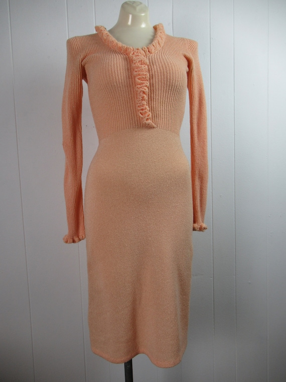 Vintage dress, 1970s dress, sweater dress, pink d… - image 2