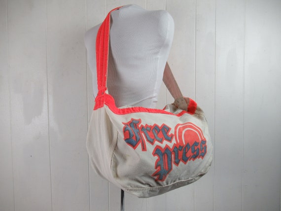 Vintage bag, newspaper bag, Detroit Free Press bag