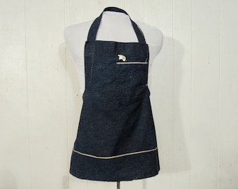 ヴィンテージエプロン、1950年代のエプロン、作業用エプロン、広告用