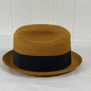 1960s straw Fedora, size 7 3/8, Mod hat, Stingy brim hat, 1970s hat, Henry The Hatter Detroit Fedora, Straw fedora, vintage clothing
