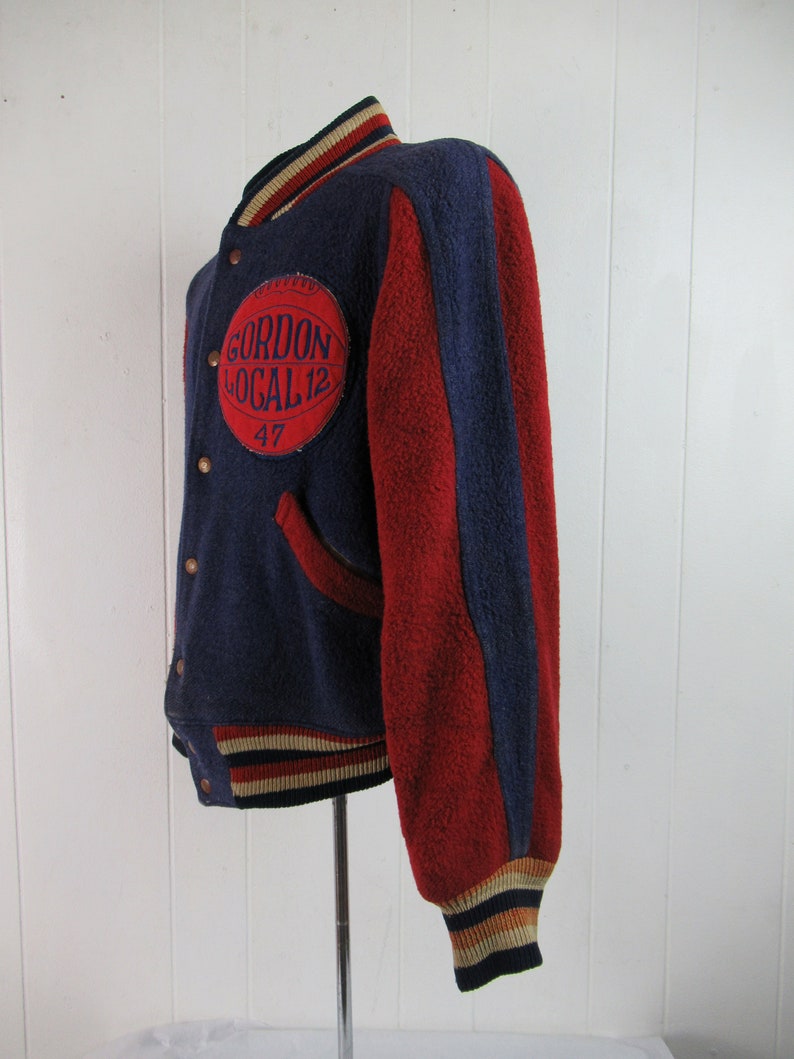 VINTAGE JACKET, 1940s jacket, stadium jacket, basketball jacket, reversible, Gordon Local 12, vintage clothing, size medium image 4