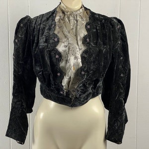 Vintage jacket, size small, vintage bolero, 1900s jacket, Edwardian jacket, Edwardian jacket, velvet jacket, cotton jacket, vintage clothing