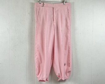 Vintage pants, 34" 33" waist, 1960s pants, linen pants, golf pants, vintage knickers, The T. Barry Knicker Co., pink pants, vintage clothing