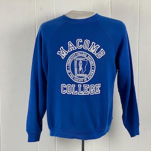 Vintage sweatshirt, size large, Macomb College sweatshirt, Macomb County Michigan sweatshirt, 1980s college sweatshirt, vintage clothing