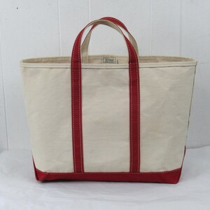 1980s L.L.Bean Large Canvas Boat and Tote in Rare Red Trim L.l.bean tote bag 80s - Gem main image 3