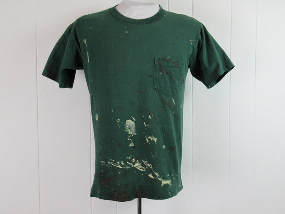 Vintage t shirt, painter's t shirt, pocket t shirt