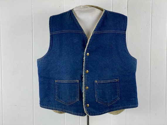 Vintage denim vest, size XXL, Carhartt vest, sher… - image 1