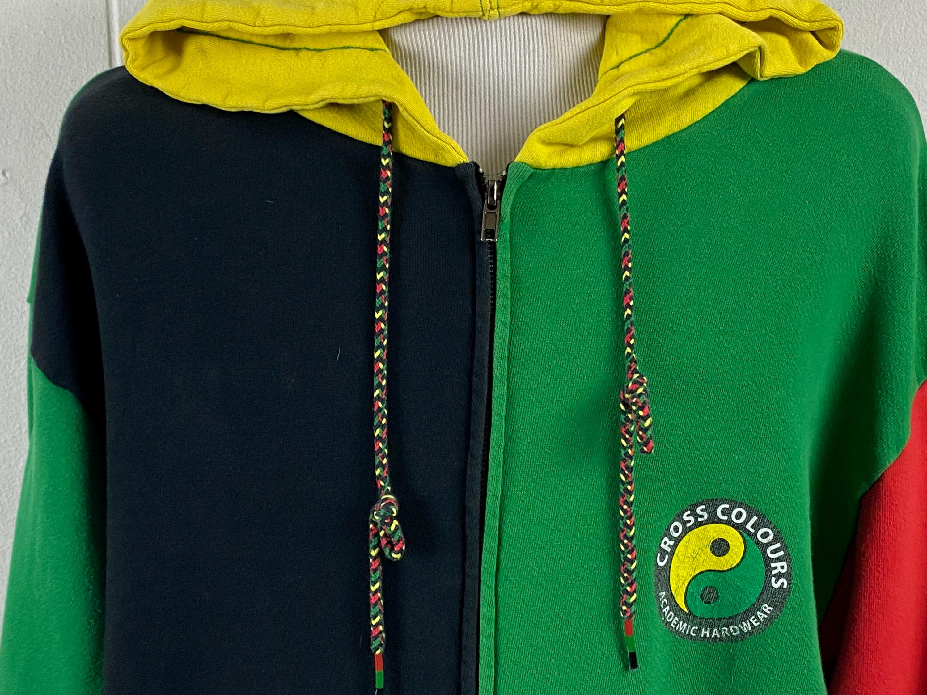 Cross Colours Sweatshirt, Size Medium, Hip Hop Zip Jacket, 1980s