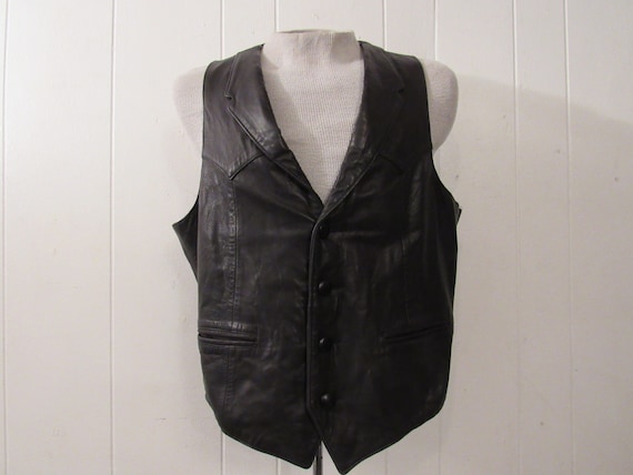Vintage vest, leather vest, butter soft, cowboy ve