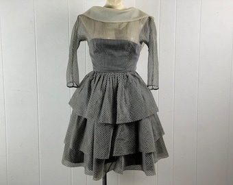 Vintage Kleid, Größe klein, 50er Jahre Kleid, Karo Kleid, Baumwollkleid, Lagenkleid, Rockabilly Kleid, Vintage Kleidung