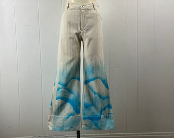 Pantalones vintage, 27 "X 30", pantalones sky, pantalones de aerógrafo, pantalones de campana, pantalones de la década de 1960, pantalones vintage, pantalones Op art, pantalones hippies, ropa vintage