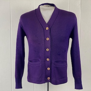 Vintage sweater, size small, 1960s sweater, vintage cardigan, vintage purple sweater, 1960s Cardigan, wool sweater,  Sears, vintage clothing