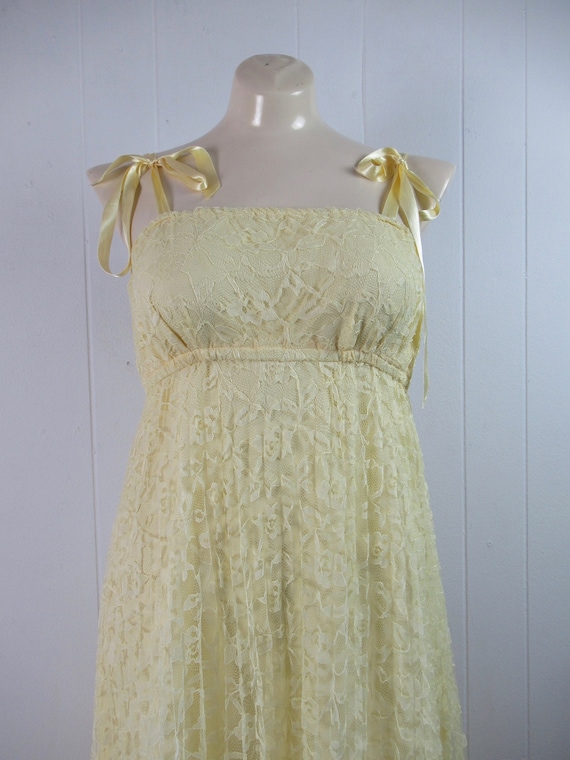 Vintage dress, yellow dress, 1960s dress, lace dr… - image 1