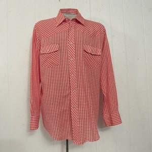 Vintage shirt cowboy shirt, rode selectievakje shirt, western shirt, jaren 1980 shirt, vintage kleding, grootte groot