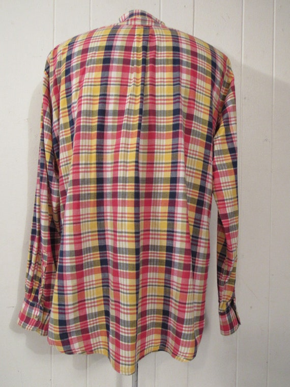 Vintage shirt, madras plaid shirt, madras cotton,… - image 3