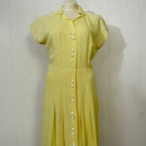 Vintage dress, 1950s dress, yellow dress, sundress, Rockabilly dress, vintage clothing, size large