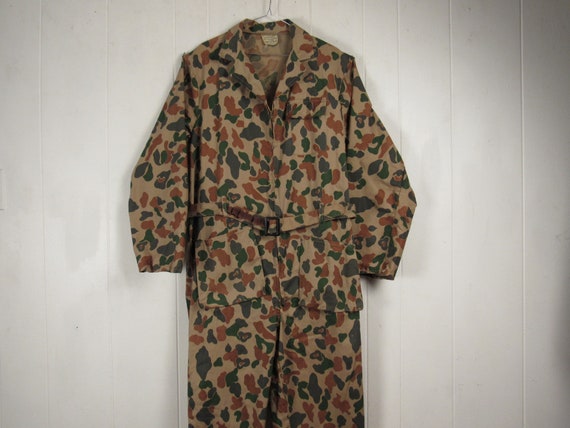 Vintage coveralls, camouflage coveralls, 1960s cov
