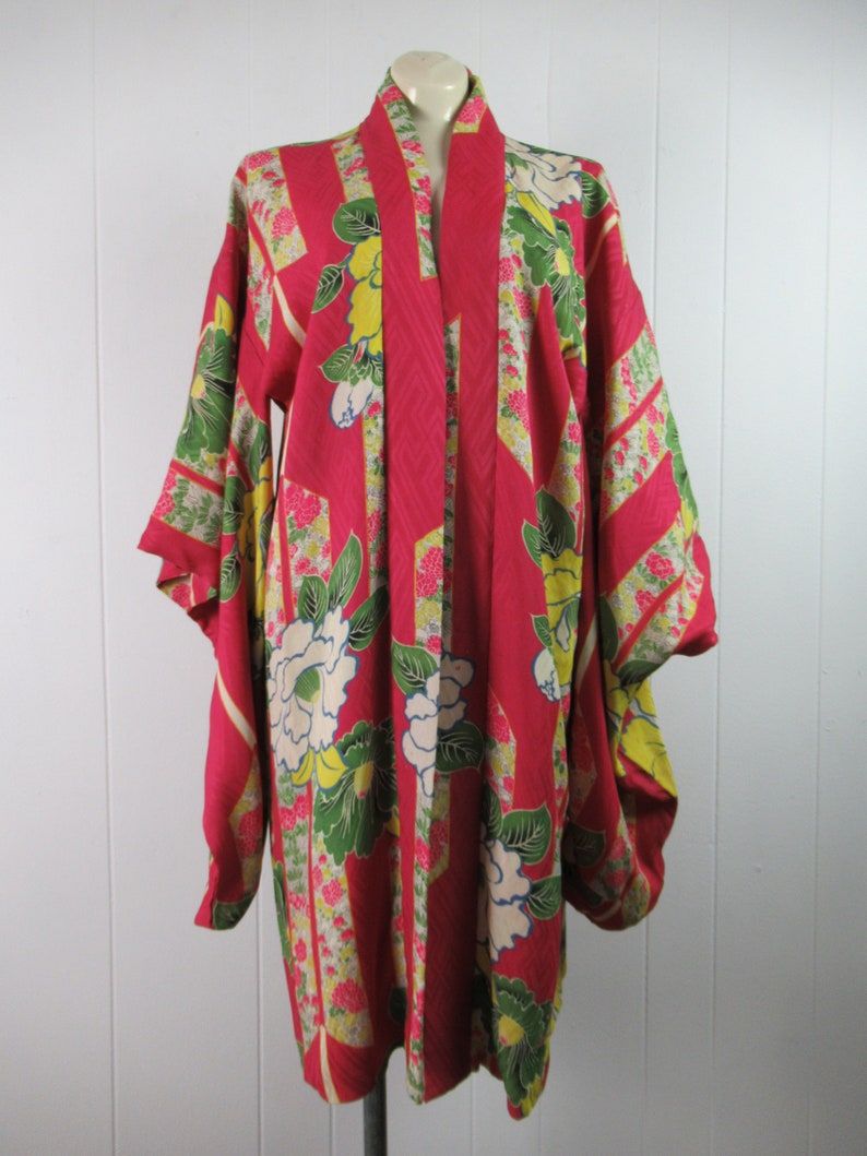 Vintage kimono, 1930s kimono, vintage robe, silk robe, reversible robe, Asian robe, kimono, vintage clothing, size medium image 9