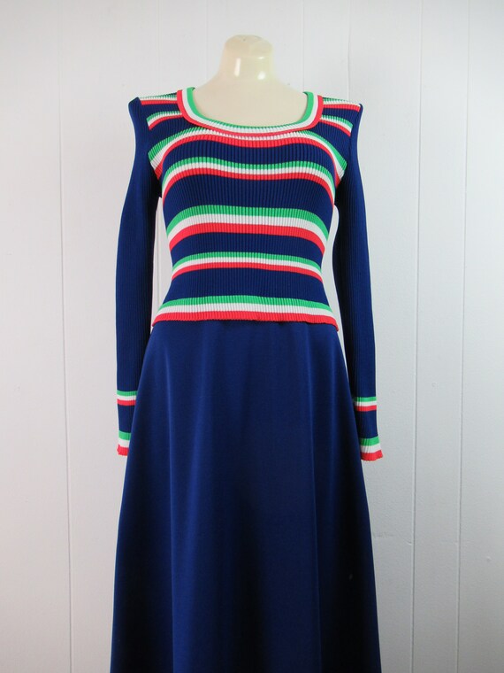 Vintage dress, 1960s dress, maxi dress, blue dres… - image 3