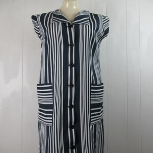 Vintage dress, 1960s dress, sundress, stripe dress, nautical dress, seersucker, vintage clothing, size large