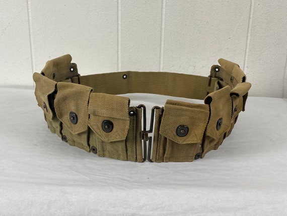 Vintage belt, 1940s belt, U.S. Army belt, ammo be… - image 1