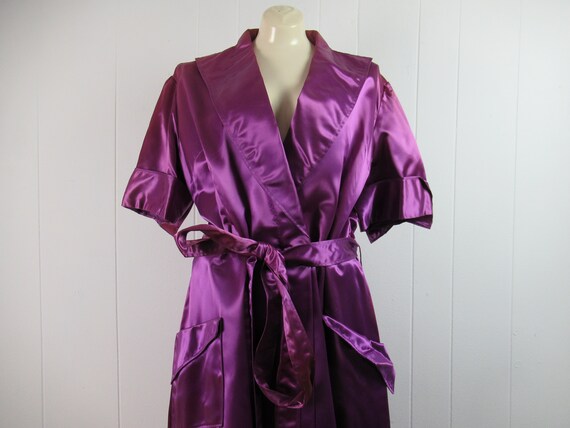 Vintage robe, Satin robe, purple robe, 1940s robe,