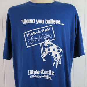 Vintage t shirt, White Castle t shirt, Pick a Pack Mania, hamburger t shirt, vintage clothing, size XL, NOS