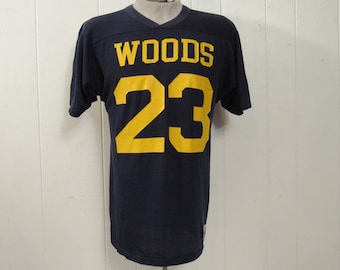 ヴィンテージ T シャツ、フットボール T シャツ、#23 シャツ、ウッズ T