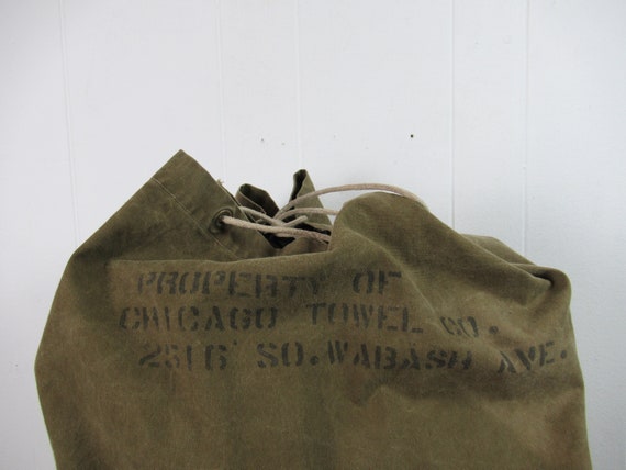 Vintage bag, 1940s bag, duffel bag, canvas bag, C… - image 2