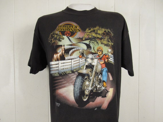 Vintage T Shirt Motorcycle T Shirt 3D Emblem T Shirt Harley - Etsy