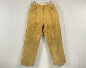 Vintage pants, 28" X 27.5", hunting pants, 1950s hunting pants, distressed brown duck pants, JC Higgins pants, Sears pants, vintage clothing