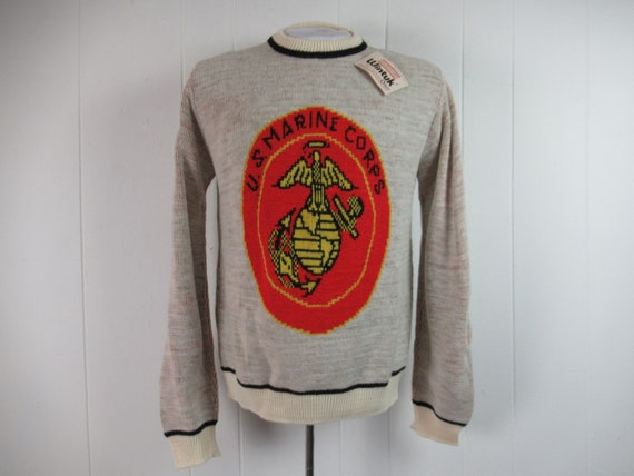 Vintage sweater, U.S.M.C. sweater, 1970s sweater,… - image 1
