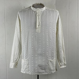 Vintage shirt, size medium, 1950s shirt, Henley shirt, ethnic shirt, cotton shirt, vintage clothing