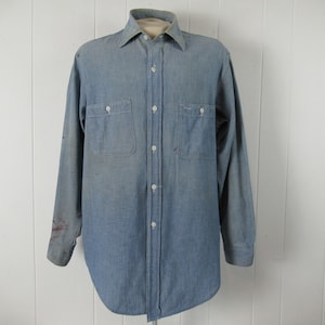 Vintage shirt, 1950s shirt, chambray shirt, painter&#39;s shirt, vintage work shirt, Big Mac shirt, vintage workwear, vintage clothing, size L