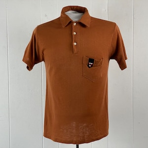 Vintage shirt, size medium, polo shirt, brown shirt, 1960s shirt, Rockabilly shirt, short sleeve shirt, vintage clothing