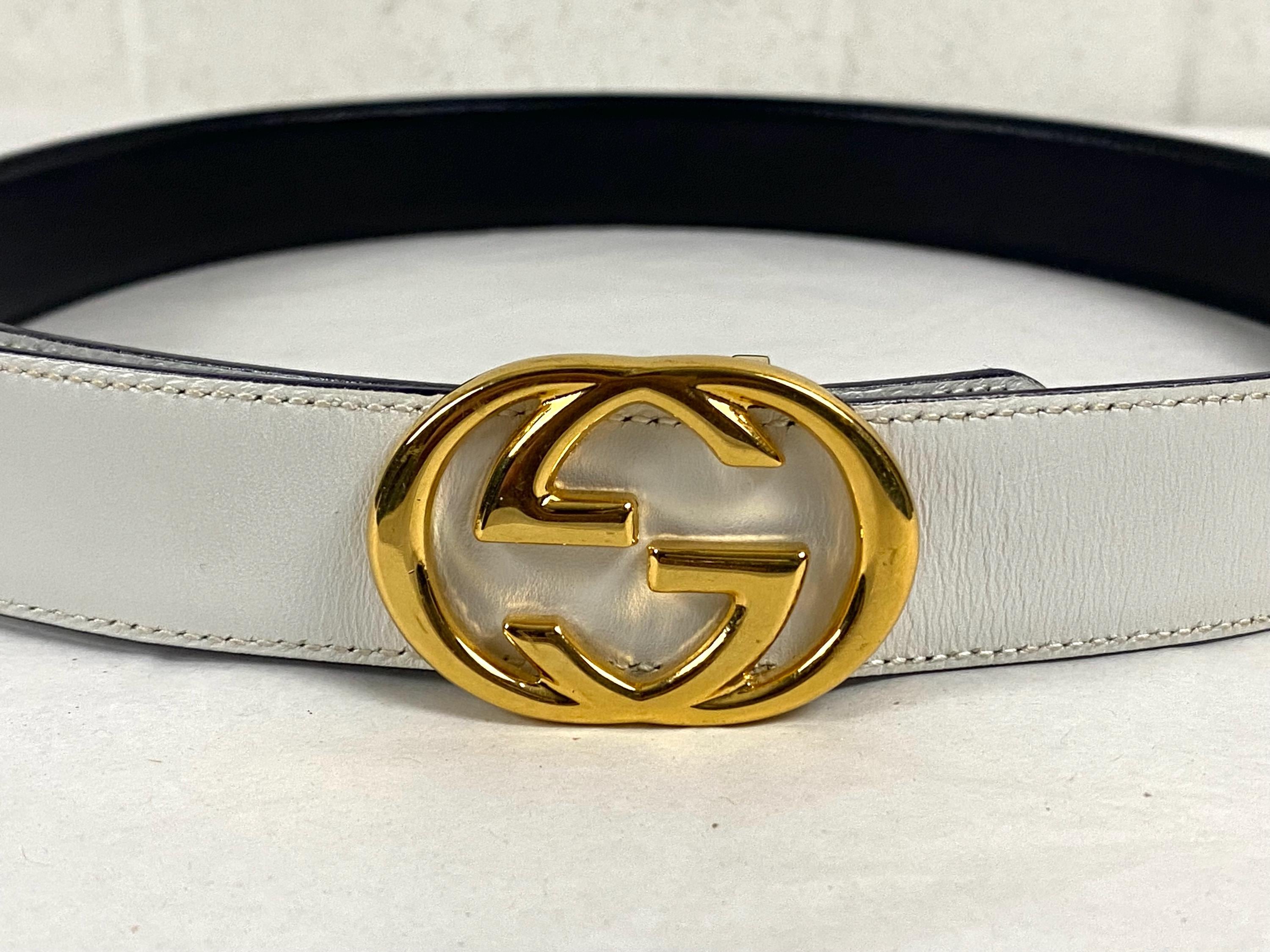 Gucci Belt, Size Small, 1980s Belt, Double G Leather Belt, Black