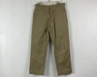 Vintage pants, size 33" X 28.5", cotton pants, Army pants, high waisted pants, khaki pants, 1960s pants, military pants, vintage clothing