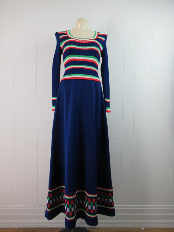 Vintage dress, 1960s dress, maxi dress, blue dres… - image 2