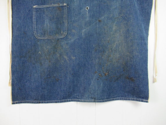 Vintage denim apron, 1940s apron, blue apron, vin… - image 3