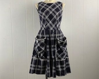 Vintage dress, 1950s dress, size small, plaid dress, cotton dress, Rockabilly dress, Carol Brent dress, vintage clothing, NOS