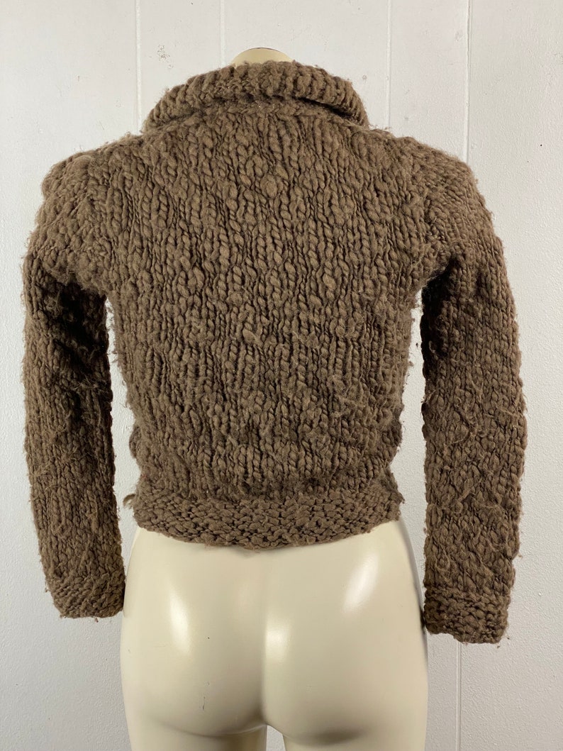 Vintage cardigan, size small, 1950s cardigan, hand knit sweater, fluffy nubby sweater, 50s sweater, vintage clothing image 6