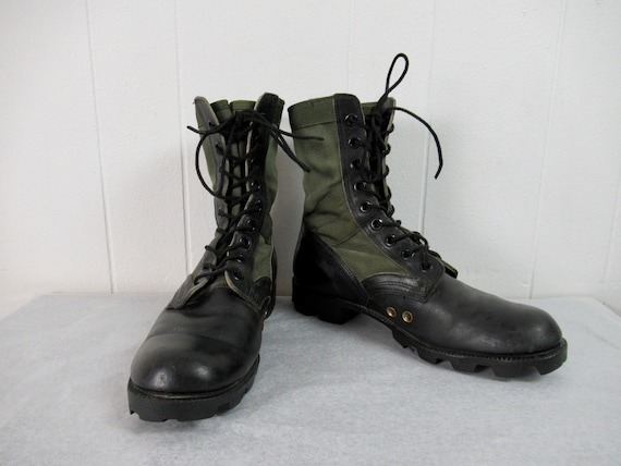 Vintage boots, combat boots, canvas and leather bo