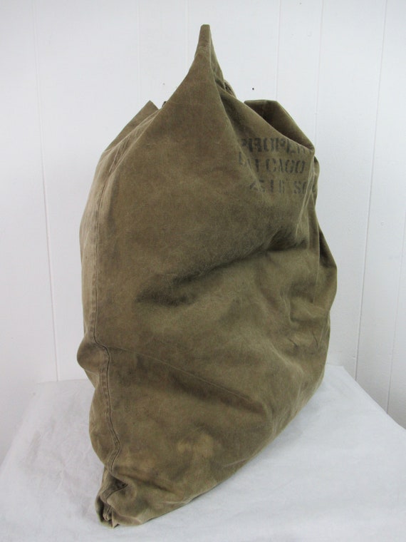 Vintage bag, 1940s bag, duffel bag, canvas bag, C… - image 3