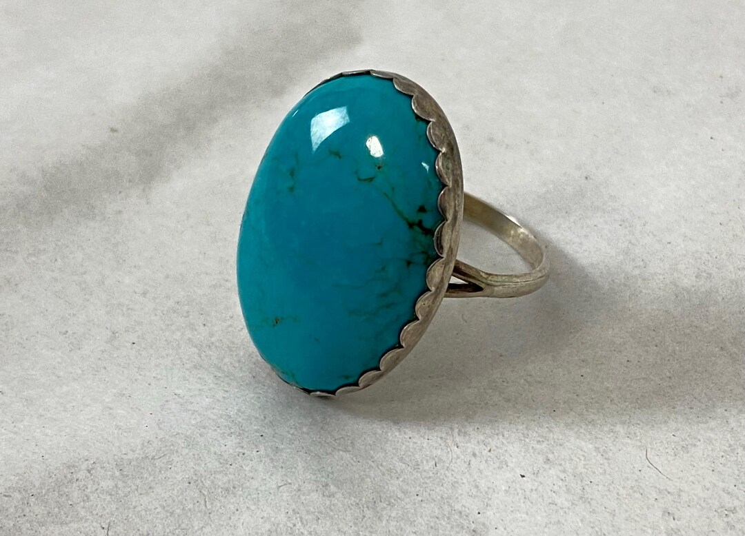Vintage Ring, Size 8, Turquoise Ring, Sterling Silver Ring, Navajo Ring ...