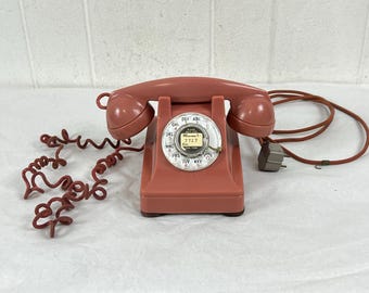 Teléfono antiguo de los años 40, teléfono rosa de los años 40, teléfono Western Electric 302, teléfono Art Déco, teléfono de disco, teléfono Bell Systems