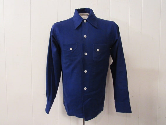 Vintage shirt, 1930s shirt, blue shirt, cotton fla