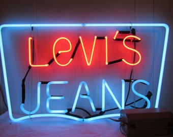 Vintage Levi's Sign, Neon Levi's Sign, 1970s Neon, Vintage Vintage Levi's Sign, Neon Levi's Sign, 1970s Neon, Vintage