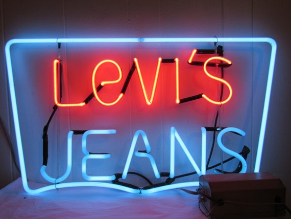 Vintage Levi's Sign, Neon Levi's Sign, 1970s Neon, Vintage