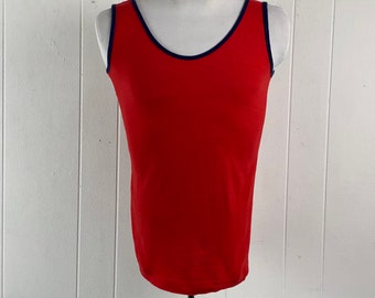 Vintage muscle shirt, size medium, vintage tank top, 1960s tank top, red shirt, Allison tank top, vintage t shirt, vintage clothing