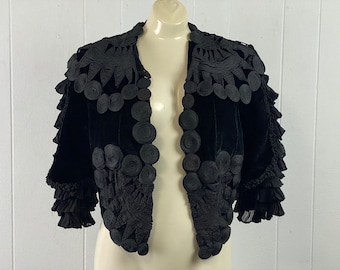 Antique jacket, size medium, victorian jacket, Bolero jacket, Gothic jacket, 1880s coat, velvet jacket, black jacket, vintage clothing